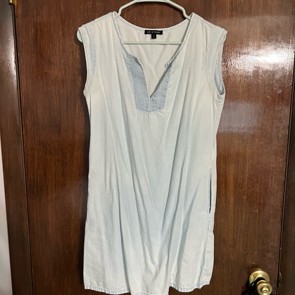 As U Wish Light Denim Pocket Dress